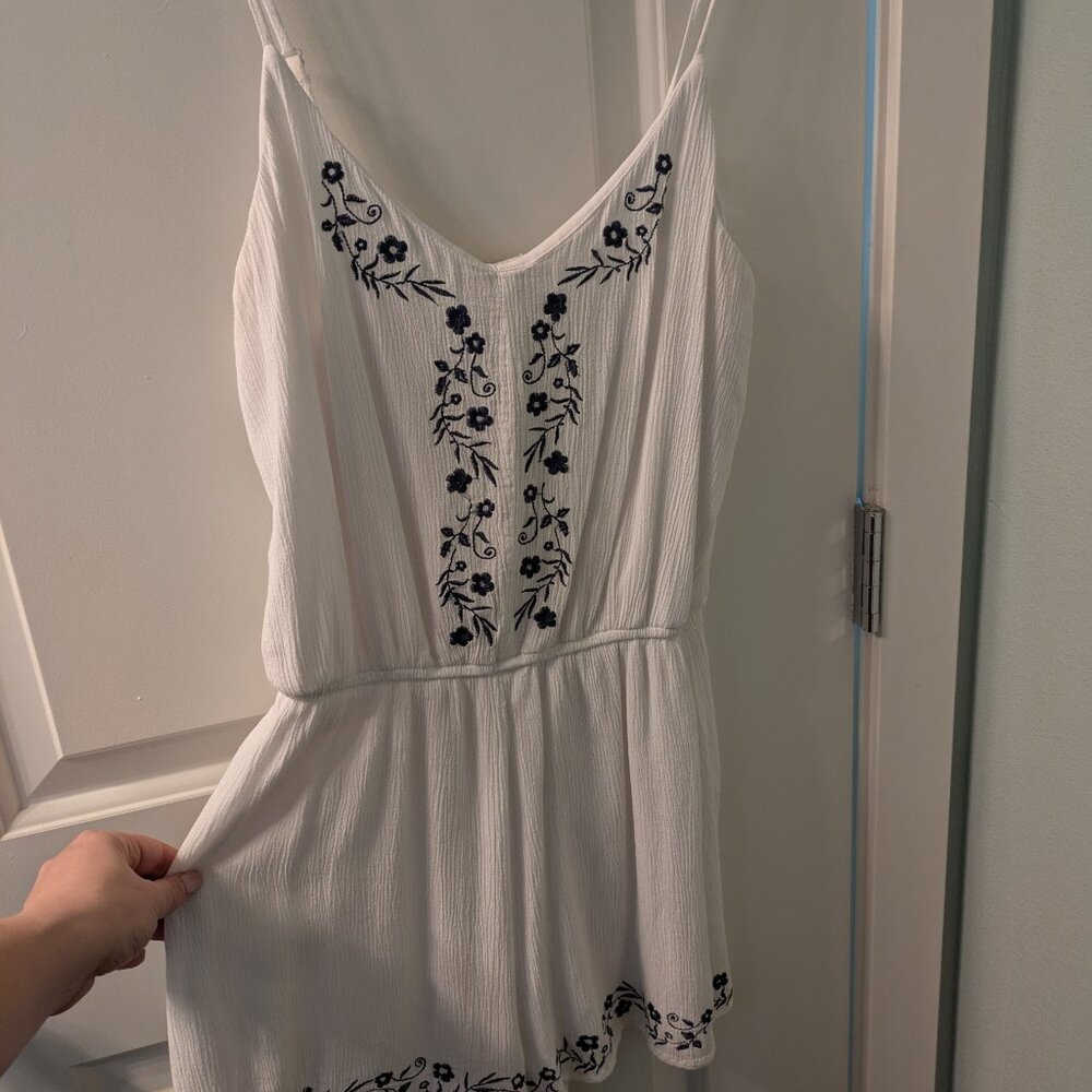 Blue Rain White Romper